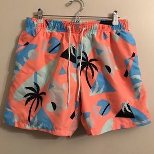 Boardies Peach Palm Tree Surf Board Swim Trunks Large